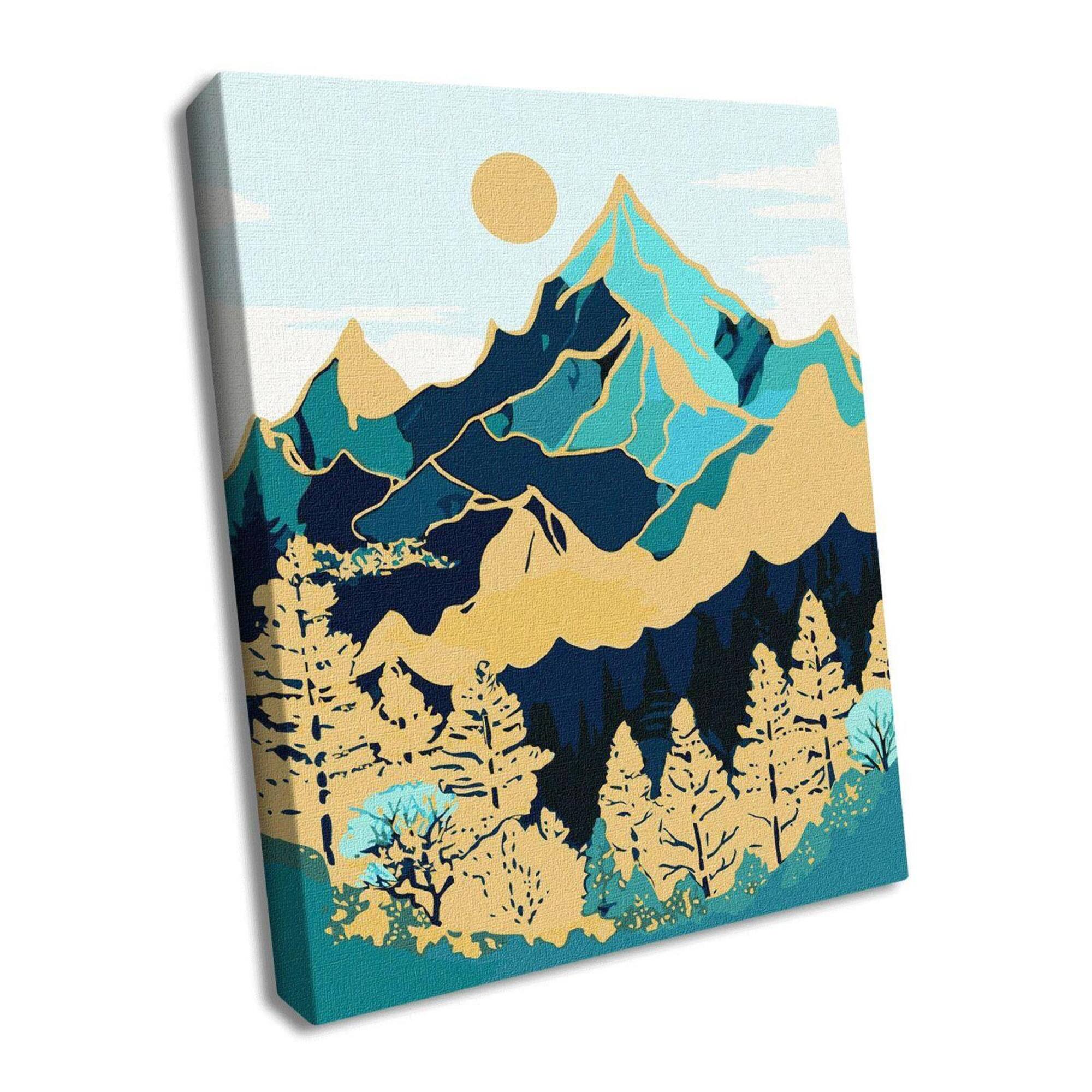 Ideyka Mountain Landscape with Metallic Painting by Numbers Kit